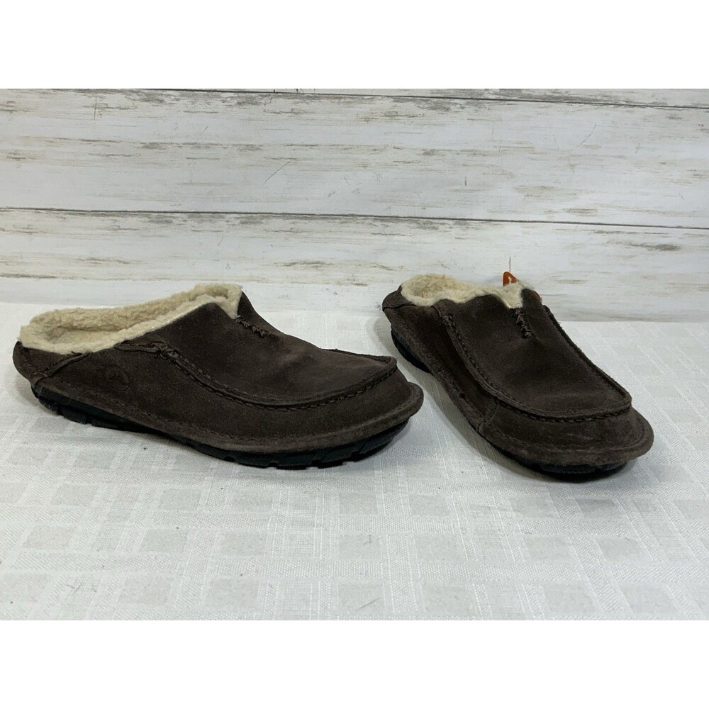 NEW! Crocs Croccasin Clog Mules Suede Leather Sherpa Lined Women's 7 Shoe Brown